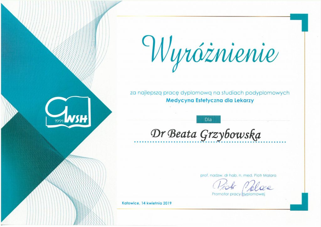 Medycyna Estetyczna - Certyfikat