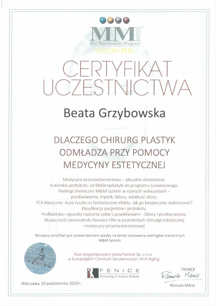 Medycyna Estetyczna - Certyfikat