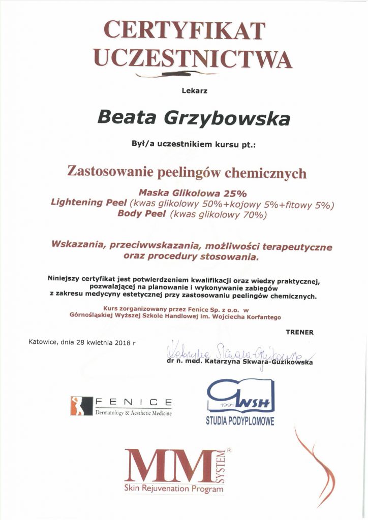 Medycyna Estetyczna - Certyfikat