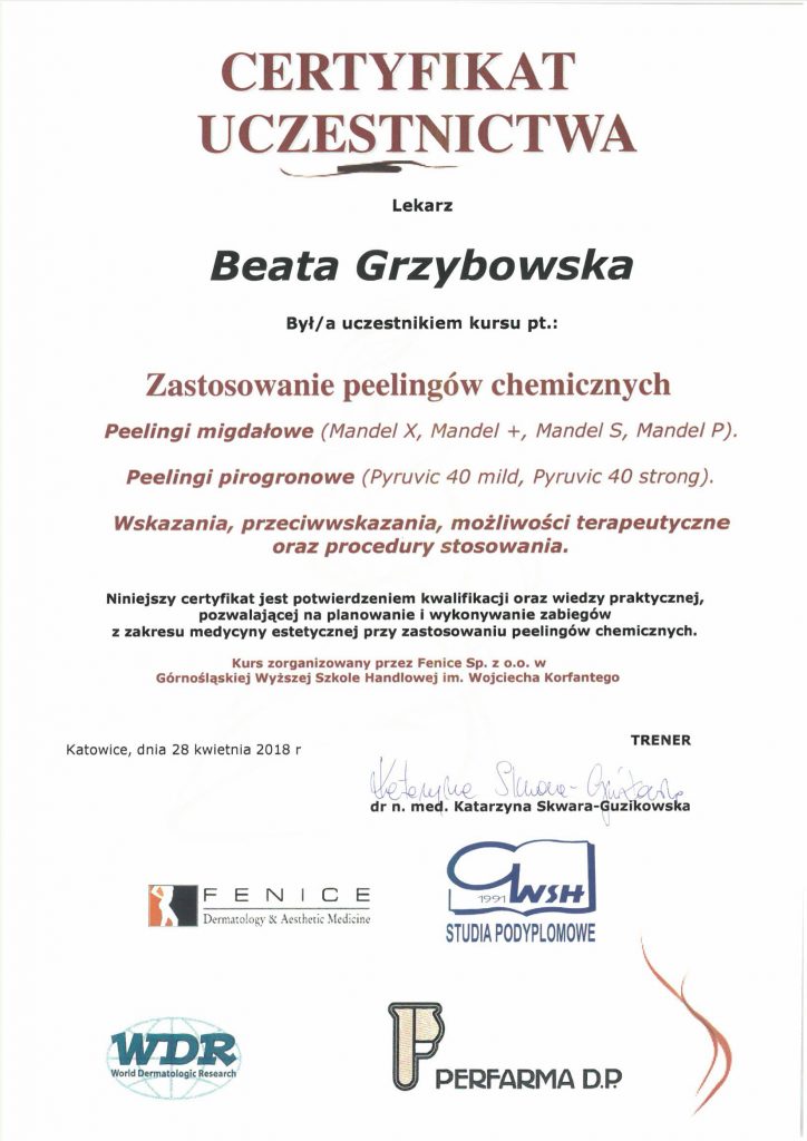 Medycyna Estetyczna - Certyfikat