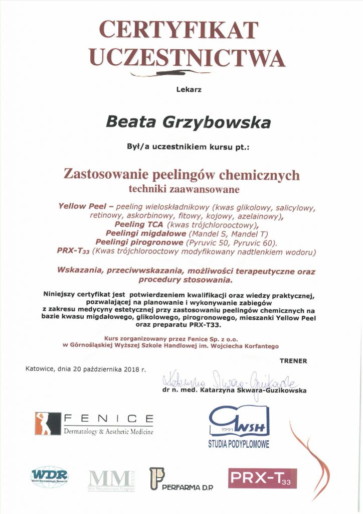 Medycyna Estetyczna - Certyfikat