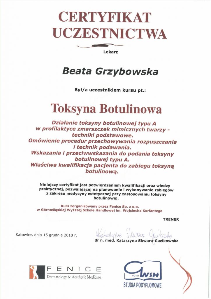 Medycyna Estetyczna - Certyfikat