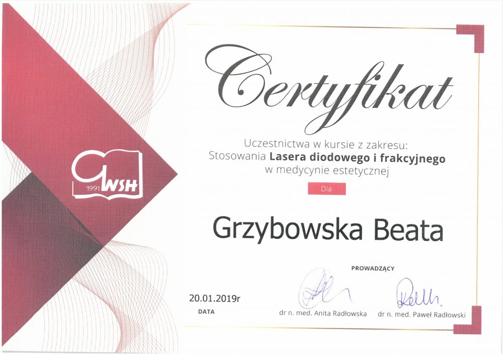 Medycyna Estetyczna - Certyfikat