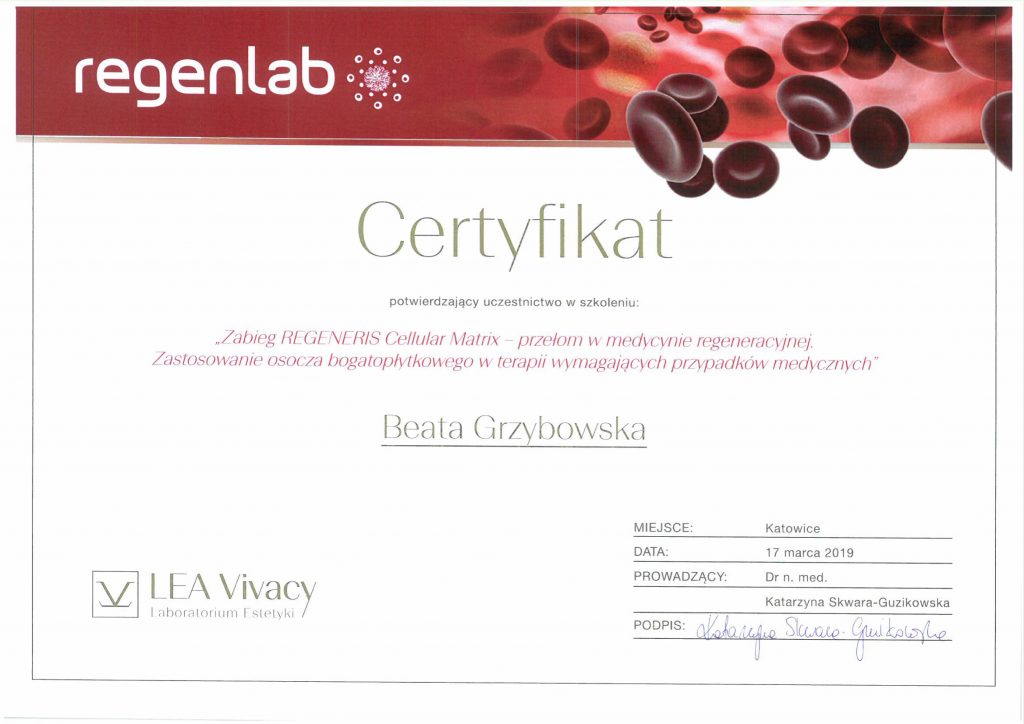 Medycyna Estetyczna - Certyfikat