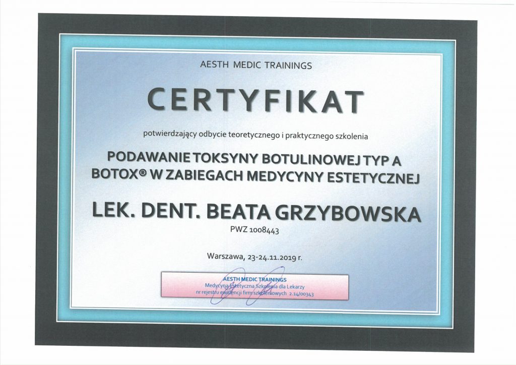 Medycyna Estetyczna - Certyfikat