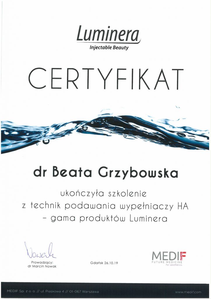 Medycyna Estetyczna - Certyfikat